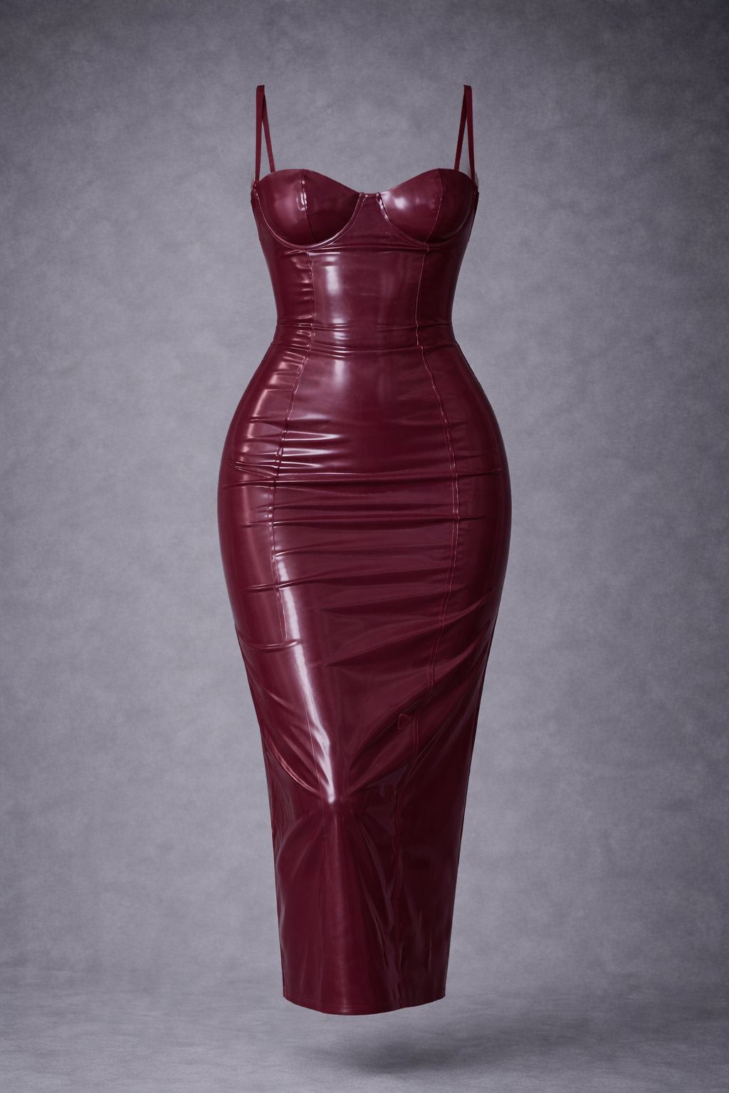 Luna Latex Midi Dress – Black