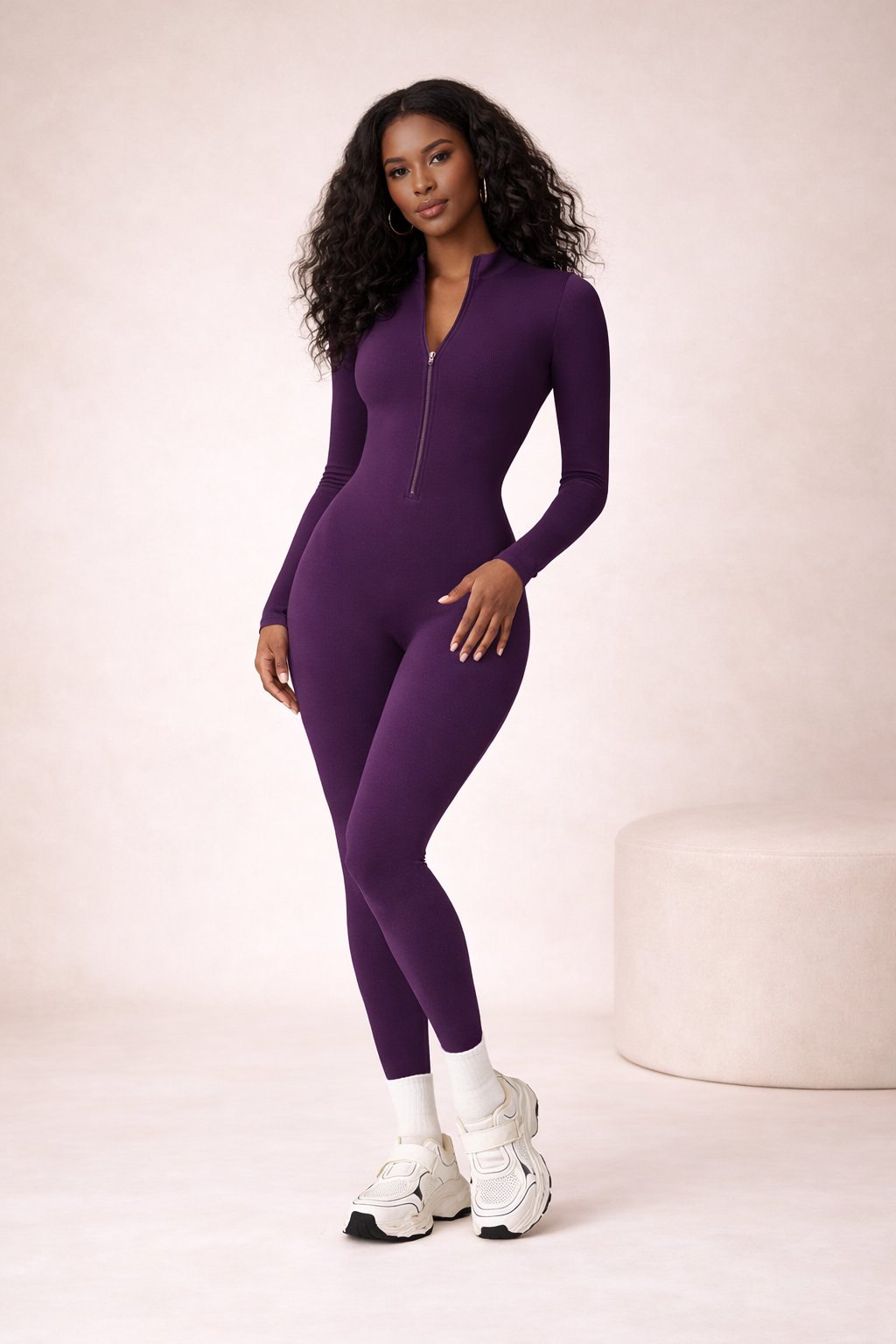 Sculpted Zip-Front Jumpsuit