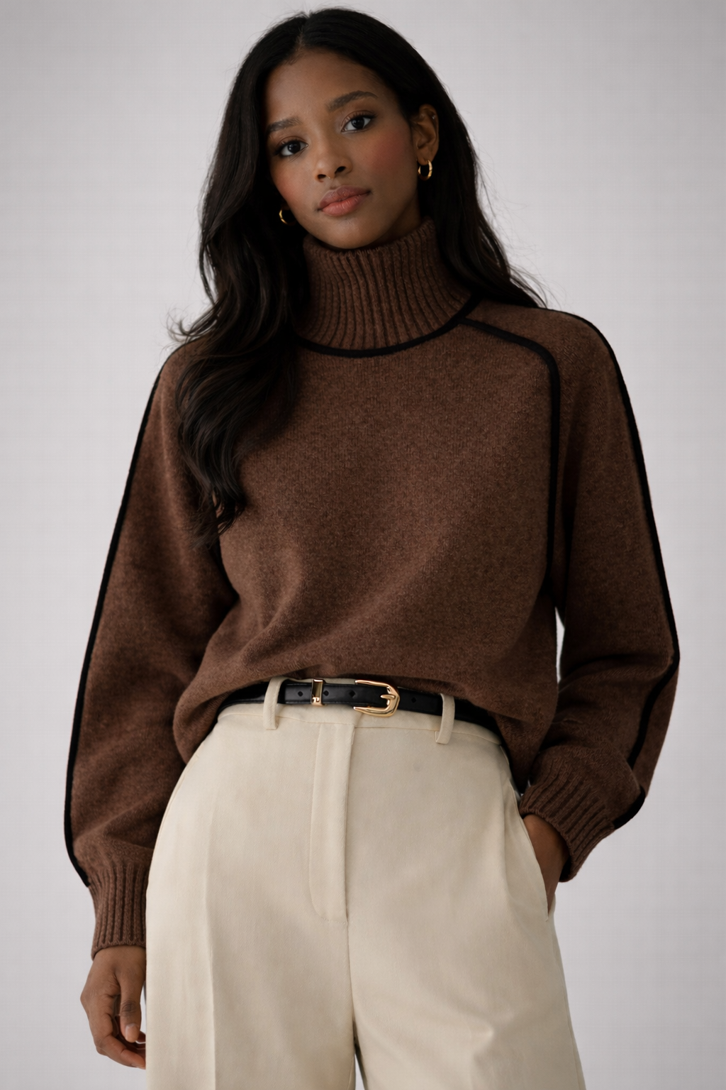 Modern Elegance in Neutral Knitwear