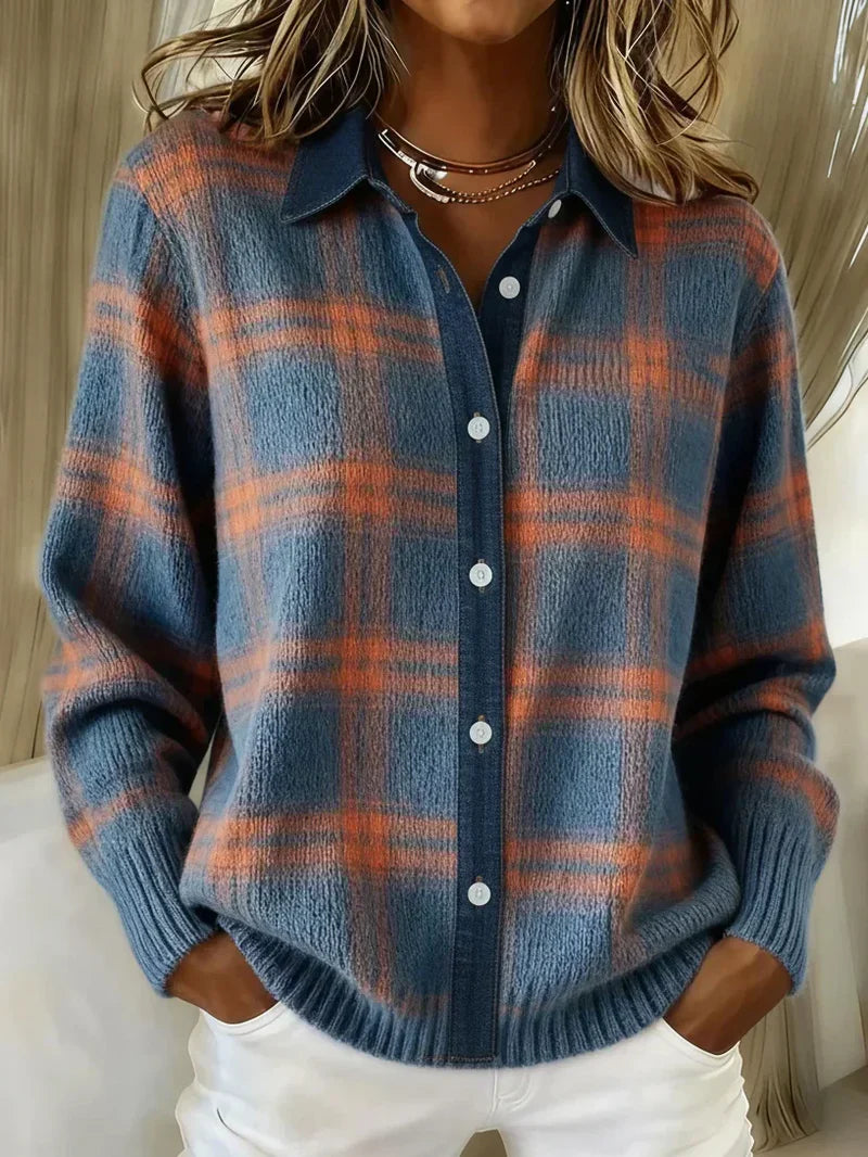 Arden – Cozy Plaid Knit Blouse