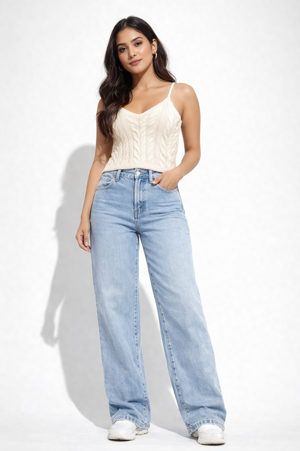 High Waist Straight Leg Denim Jeans for Women