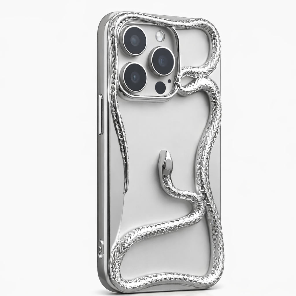 Luxury Gold Snake iPhone Case – Sculpted Metallic Designer Cover