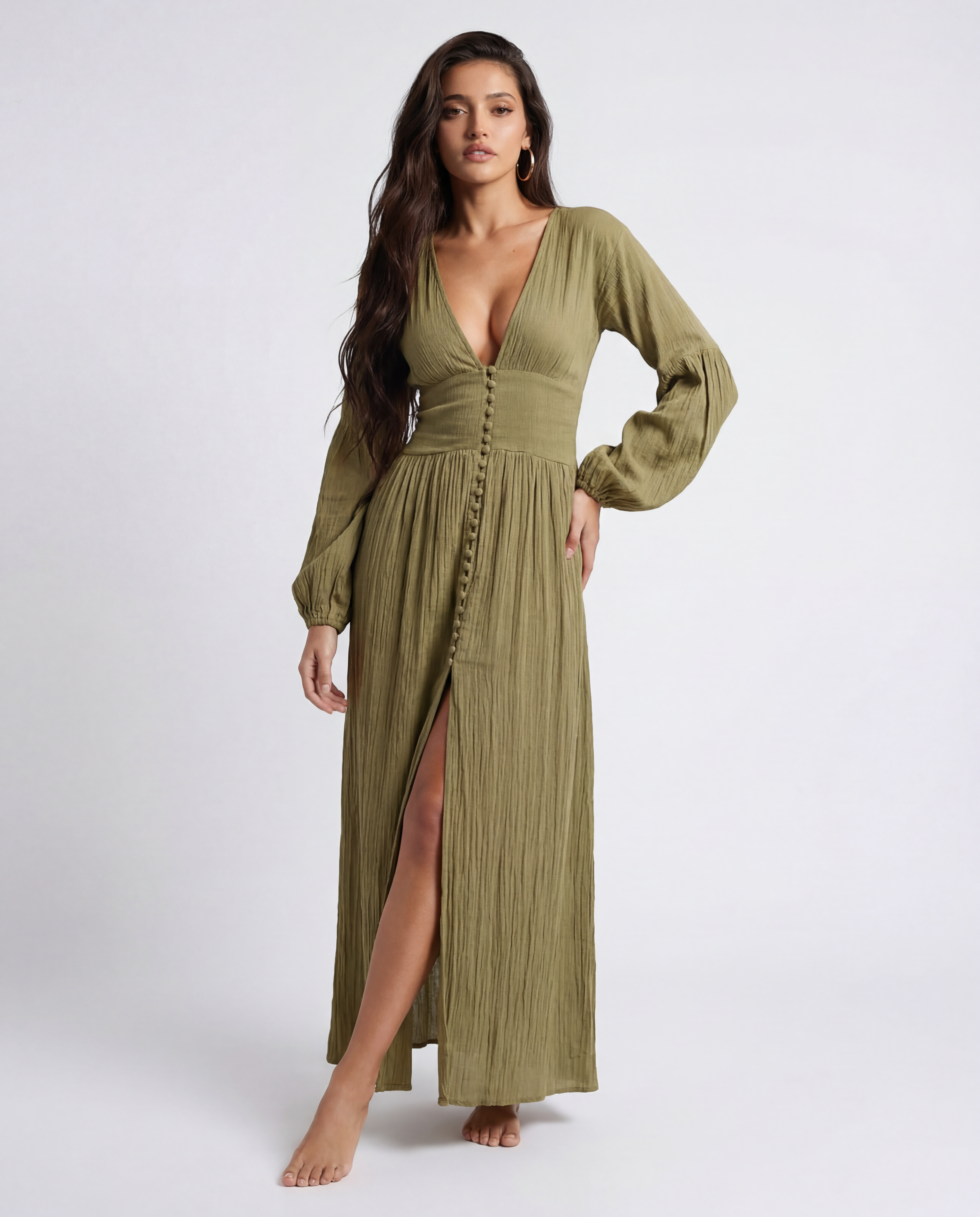 Elysian Button-Front Maxi Dress