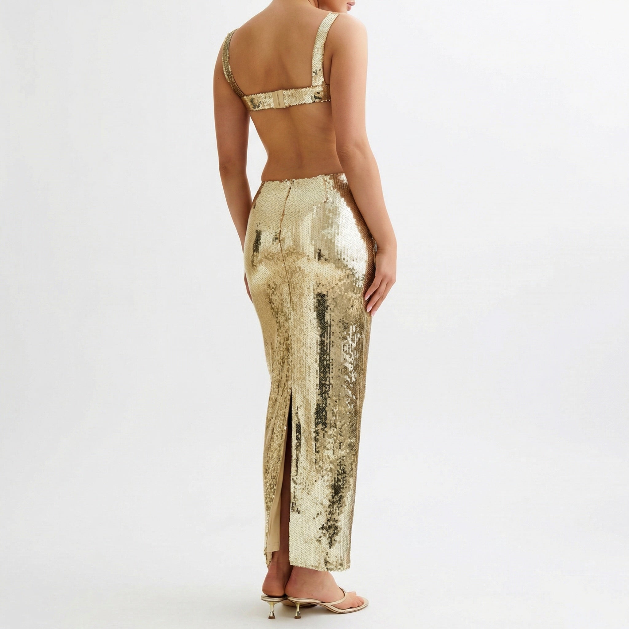 Luxe Radiance Sequin Cut-Out Maxi Dress