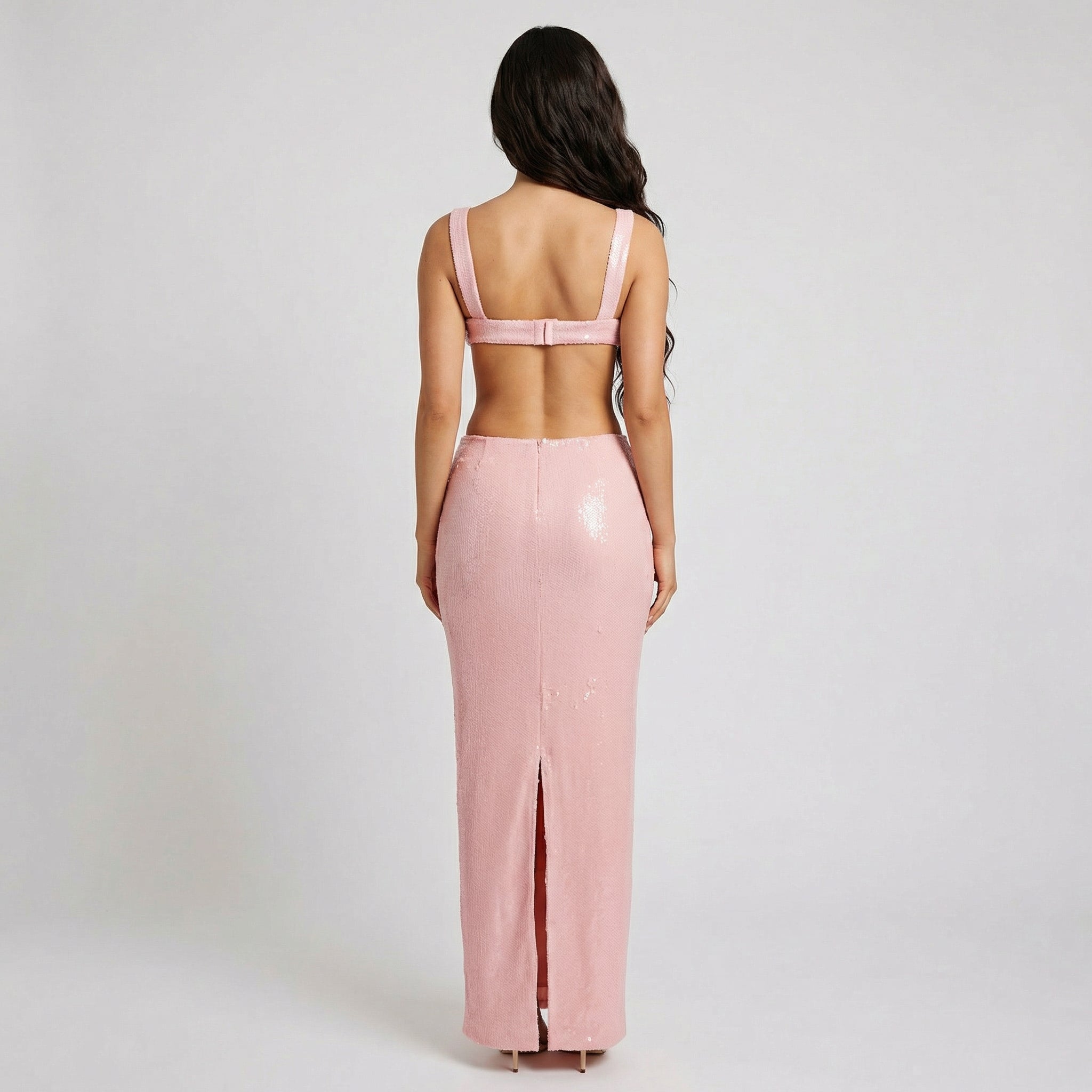 Luxe Radiance Sequin Cut-Out Maxi Dress