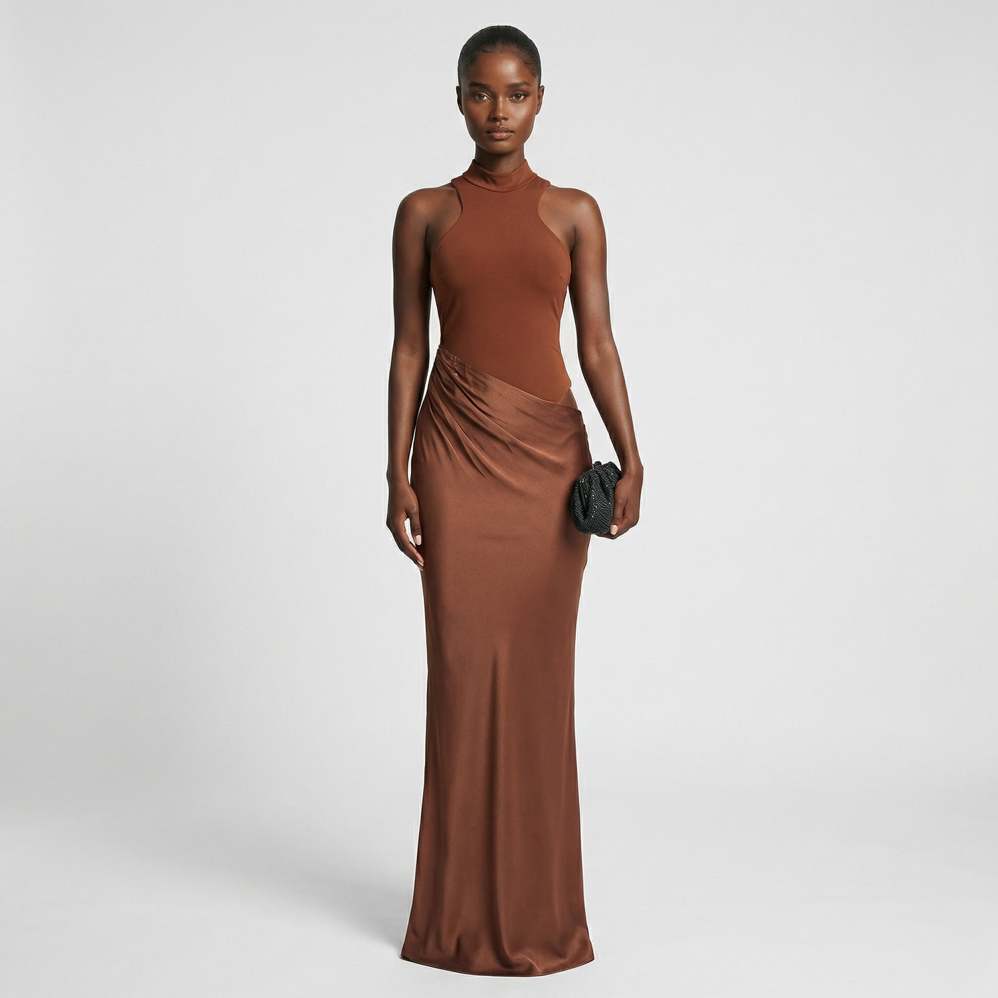 Midnight Muse High-Neck Maxi Dress