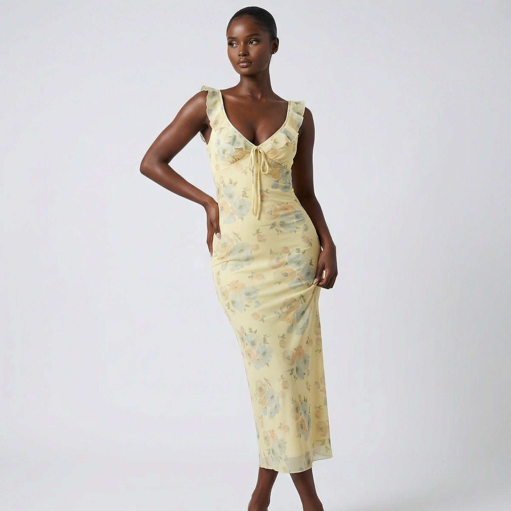 Buttercream Bloom Floral Midi Dress