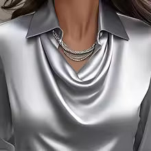 SABA - Elegant Satin Blouse with Draped Neckline