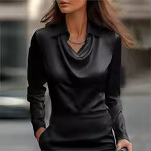SABA - Elegant Satin Blouse with Draped Neckline